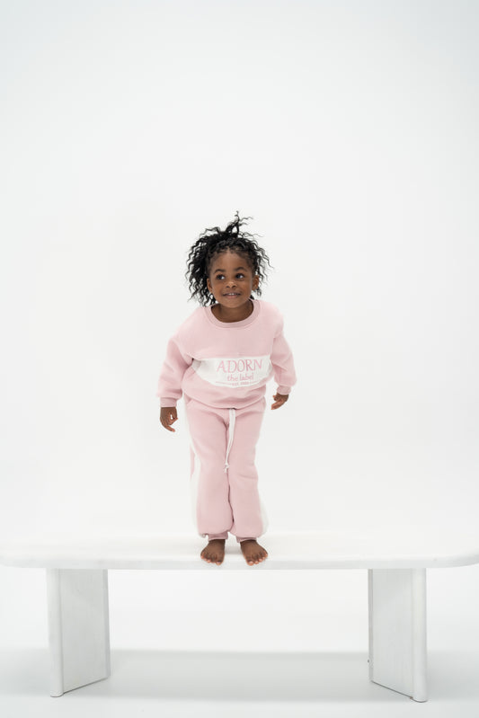 Colour Block Fleece Tracksuit - Pink