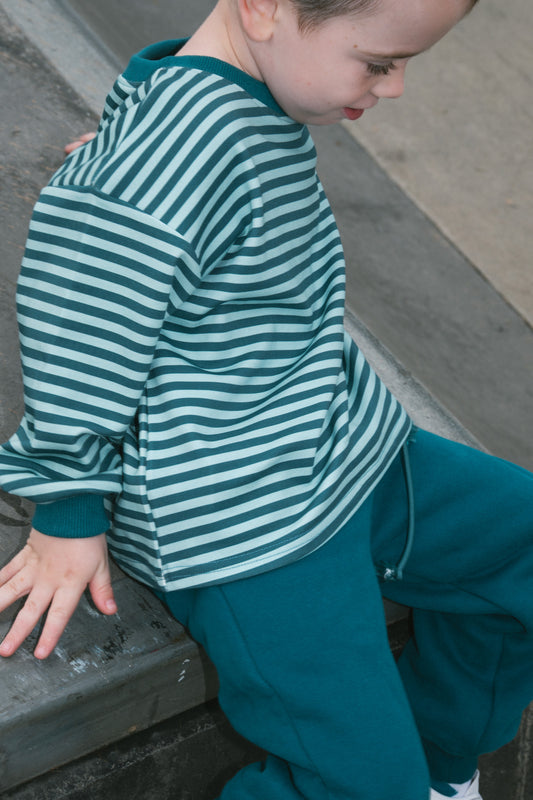 Teal Stripe- Long Sleeve